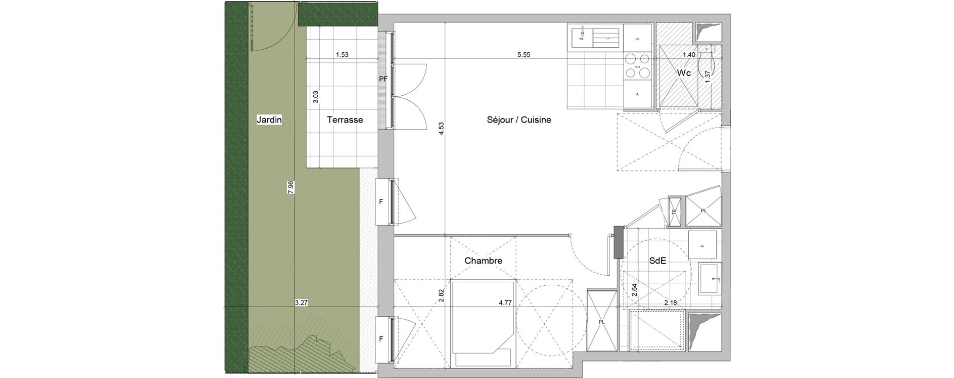 Appartement T2 de 48,65 m2 &agrave; Igny Centre