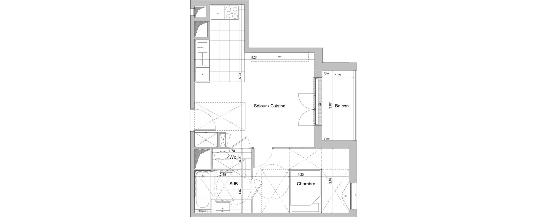 Appartement T2 de 43,11 m2 &agrave; Igny Centre