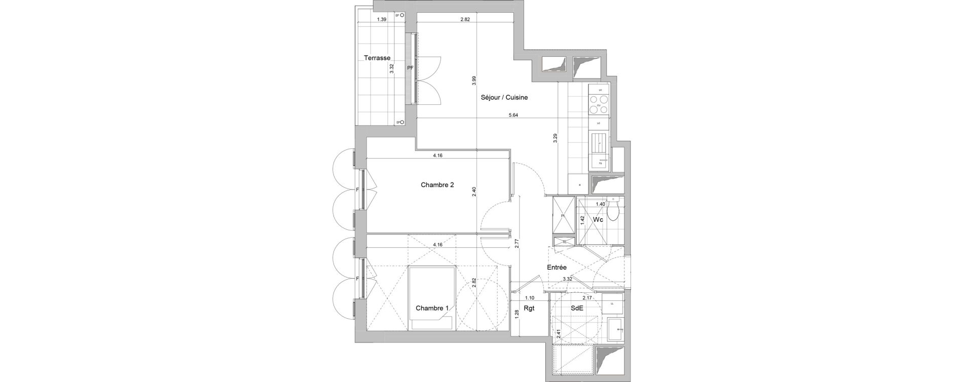 Appartement T3 de 57,34 m2 &agrave; Igny Centre