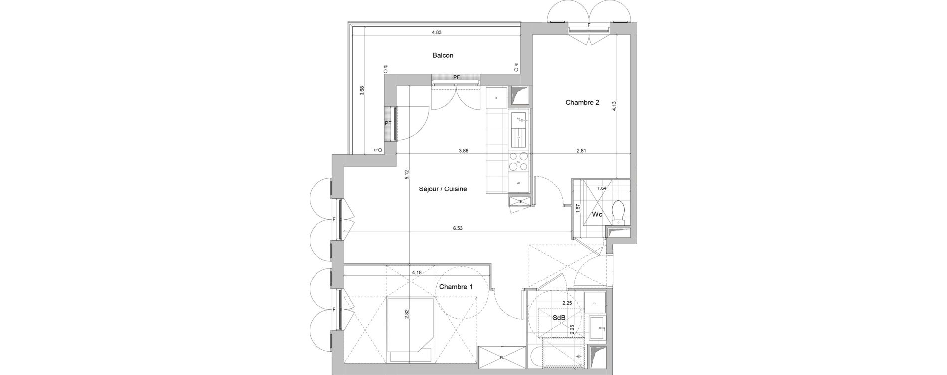 Appartement T3 de 62,17 m2 &agrave; Igny Centre