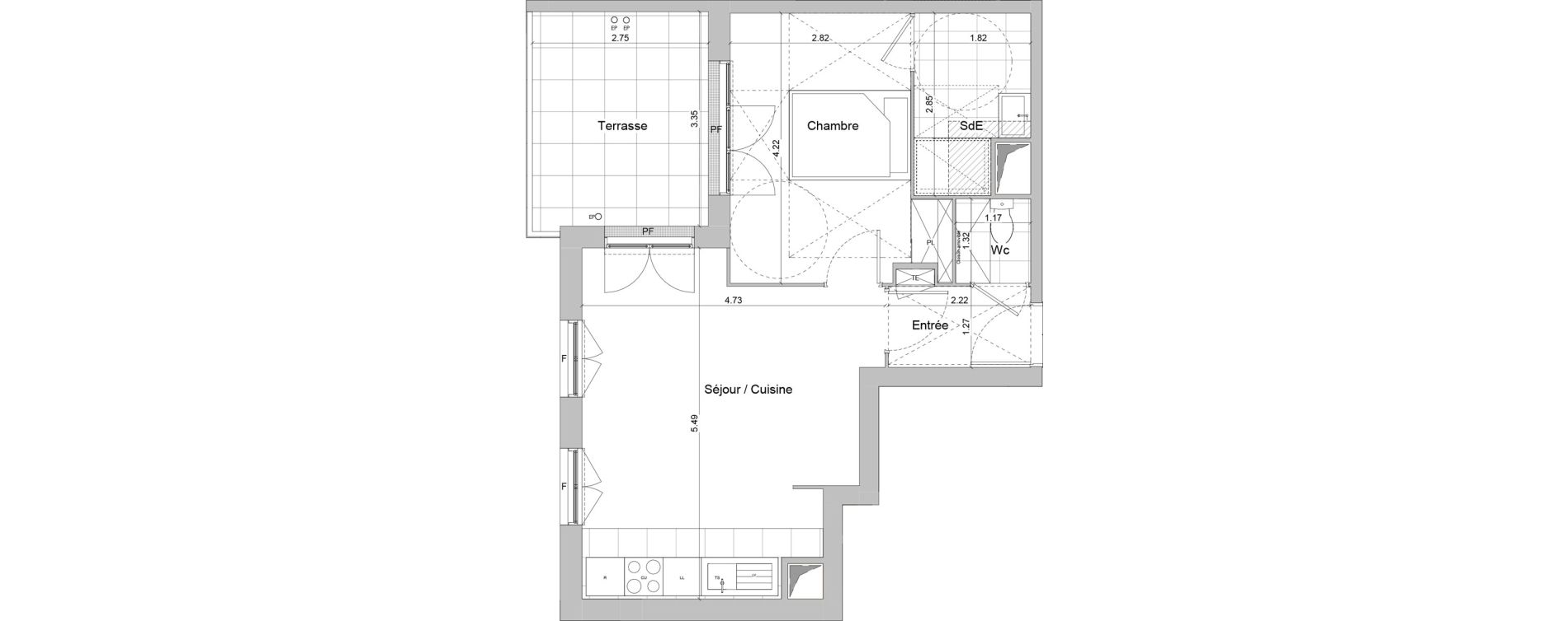 Appartement T2 de 43,05 m2 &agrave; Igny Centre