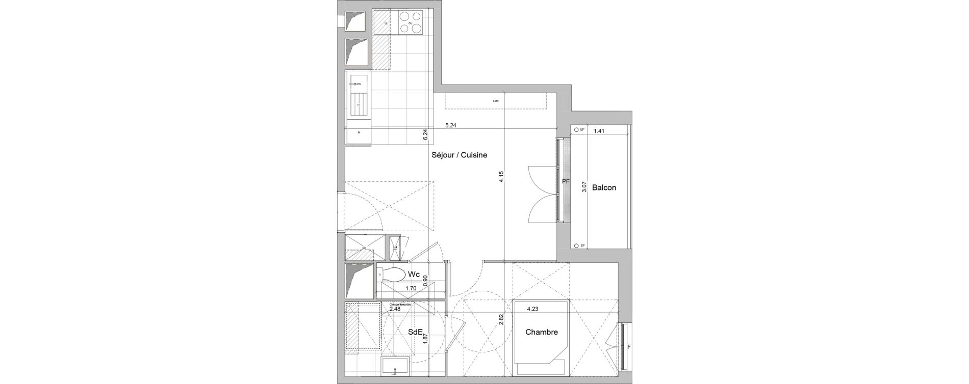 Appartement T2 de 43,11 m2 &agrave; Igny Centre