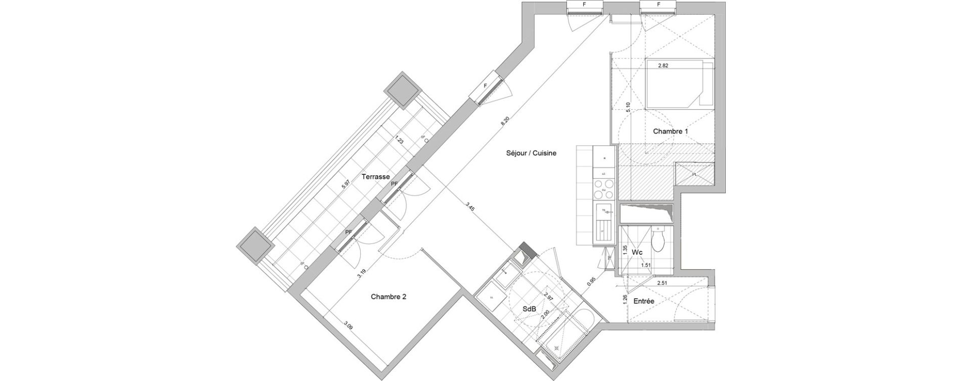 Appartement T3 de 65,26 m2 &agrave; Igny Centre