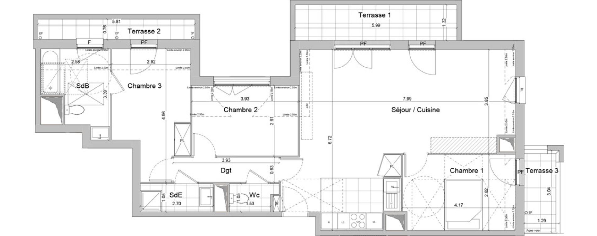 Appartement T4 de 90,47 m2 &agrave; Igny Centre