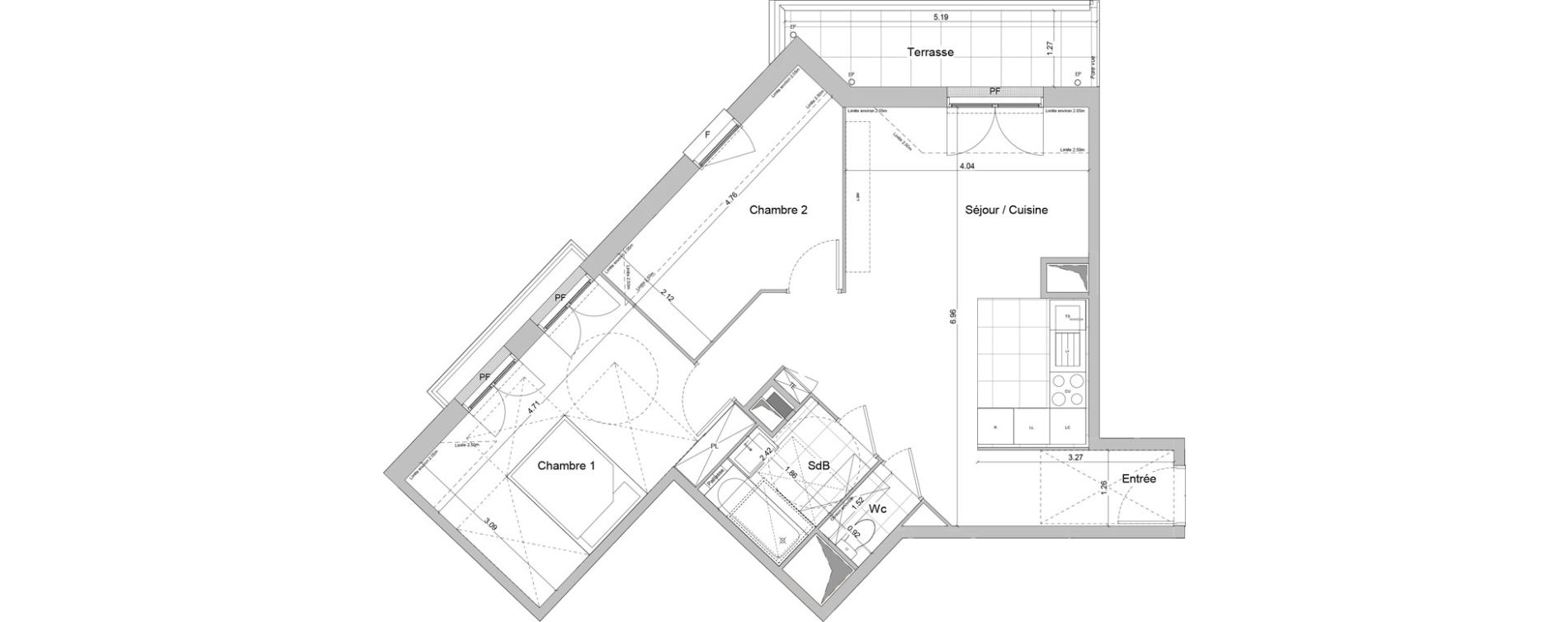 Appartement T3 de 62,50 m2 &agrave; Igny Centre