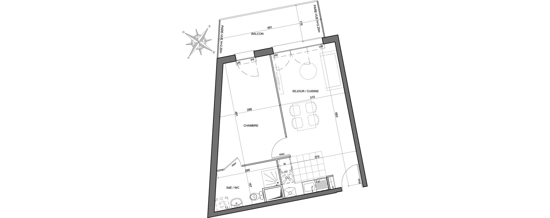 Appartement T2 de 41,61 m2 &agrave; Juvisy-Sur-Orge Centre ville