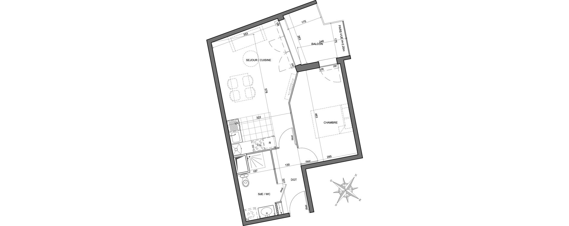 Appartement T2 de 43,56 m2 &agrave; Juvisy-Sur-Orge Centre ville