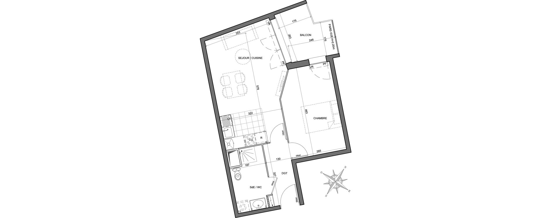 Appartement T2 de 43,56 m2 &agrave; Juvisy-Sur-Orge Centre ville