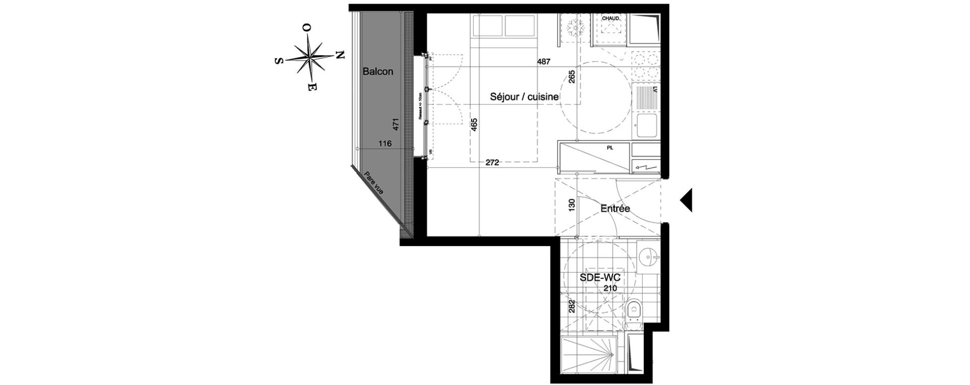 Appartement T1 de 26,87 m2 &agrave; Juvisy-Sur-Orge Centre