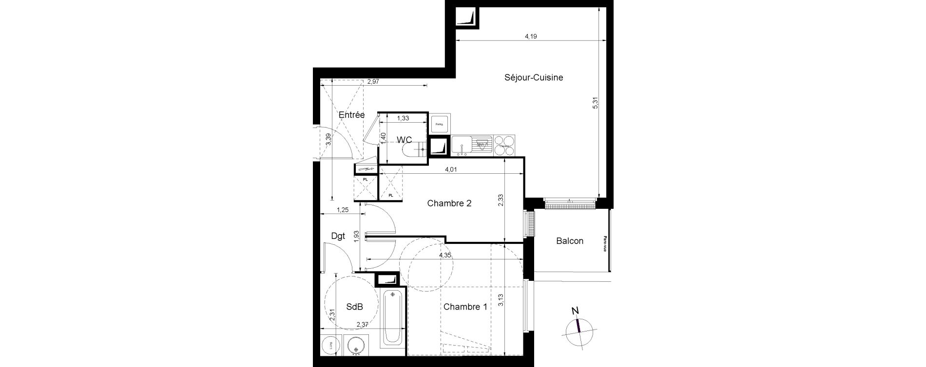 Appartement T3 de 57,30 m2 &agrave; Juvisy-Sur-Orge Centre