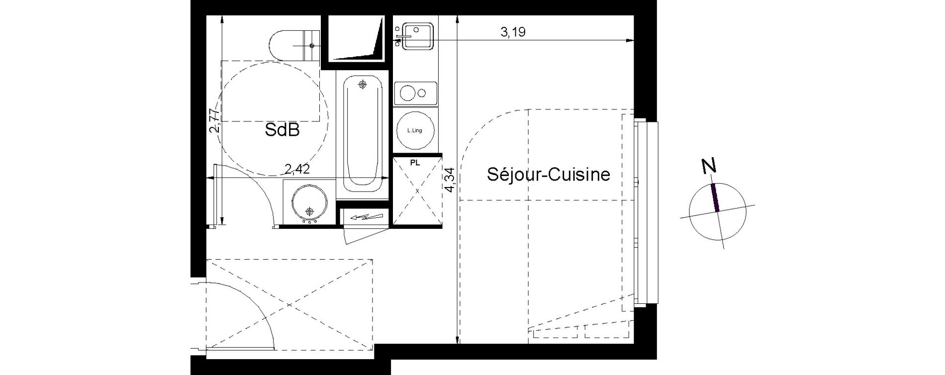 Appartement T1 de 23,80 m2 &agrave; Juvisy-Sur-Orge Centre