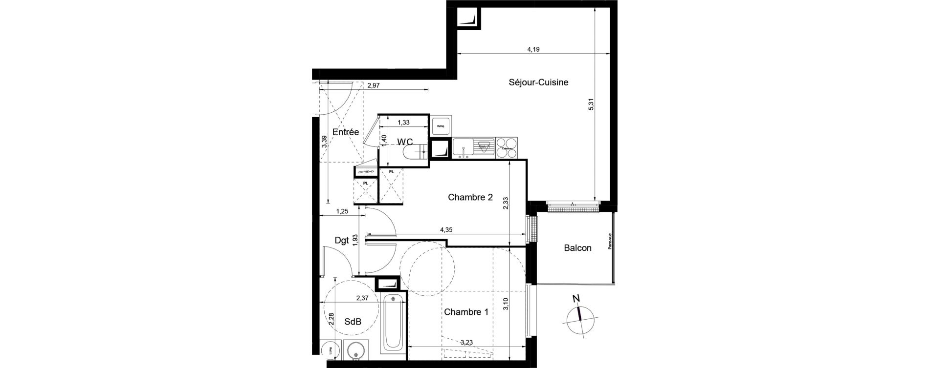 Appartement T3 de 57,20 m2 &agrave; Juvisy-Sur-Orge Centre