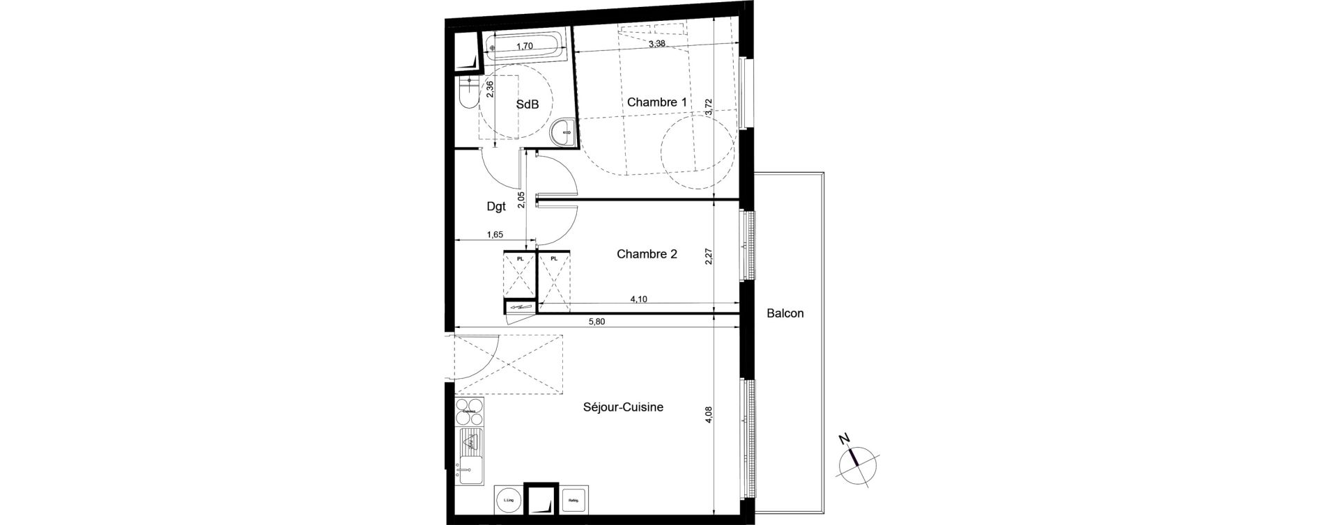 Appartement T3 de 55,80 m2 &agrave; Juvisy-Sur-Orge Centre