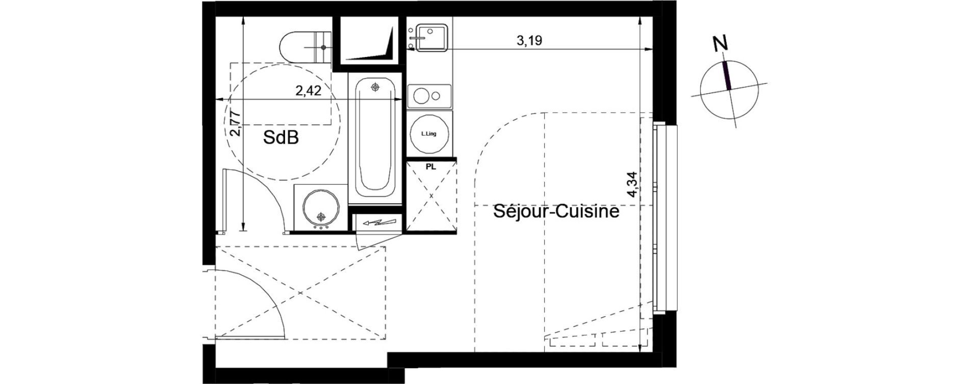 Appartement T1 de 23,80 m2 &agrave; Juvisy-Sur-Orge Centre