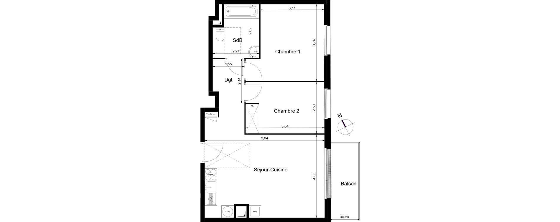 Appartement T3 de 56,00 m2 &agrave; Juvisy-Sur-Orge Centre