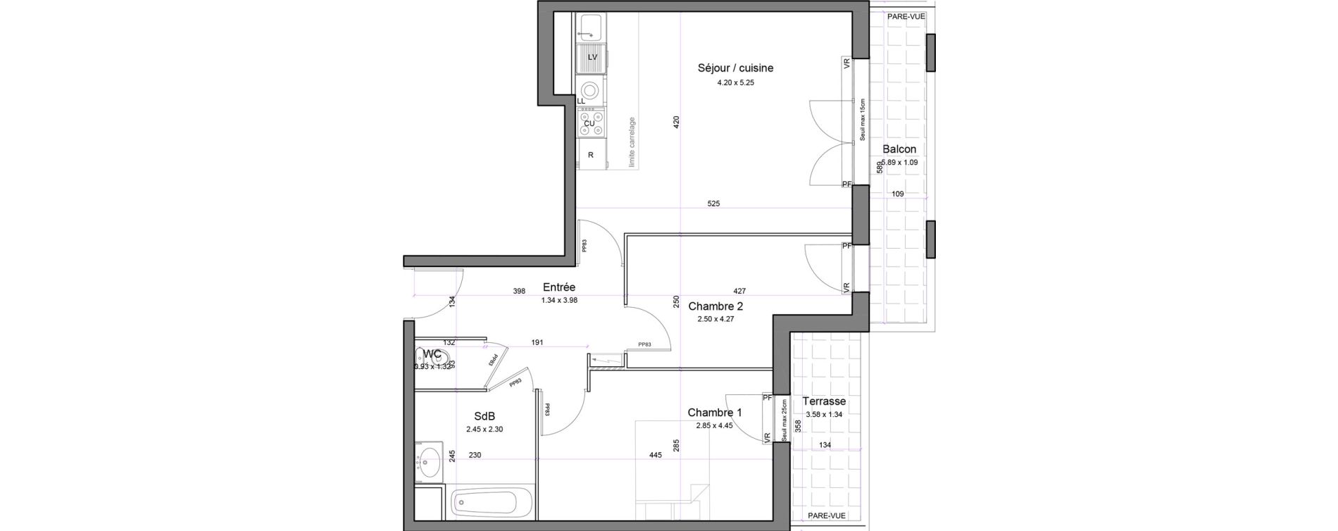 Appartement T3 de 57,89 m2 &agrave; Juvisy-Sur-Orge Entrevoies