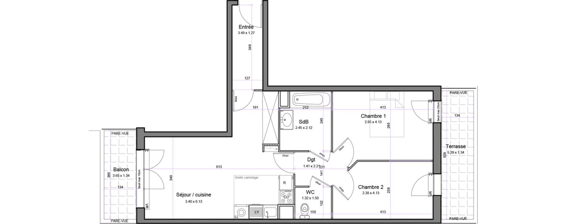 Appartement T3 de 58,49 m2 &agrave; Juvisy-Sur-Orge Entrevoies