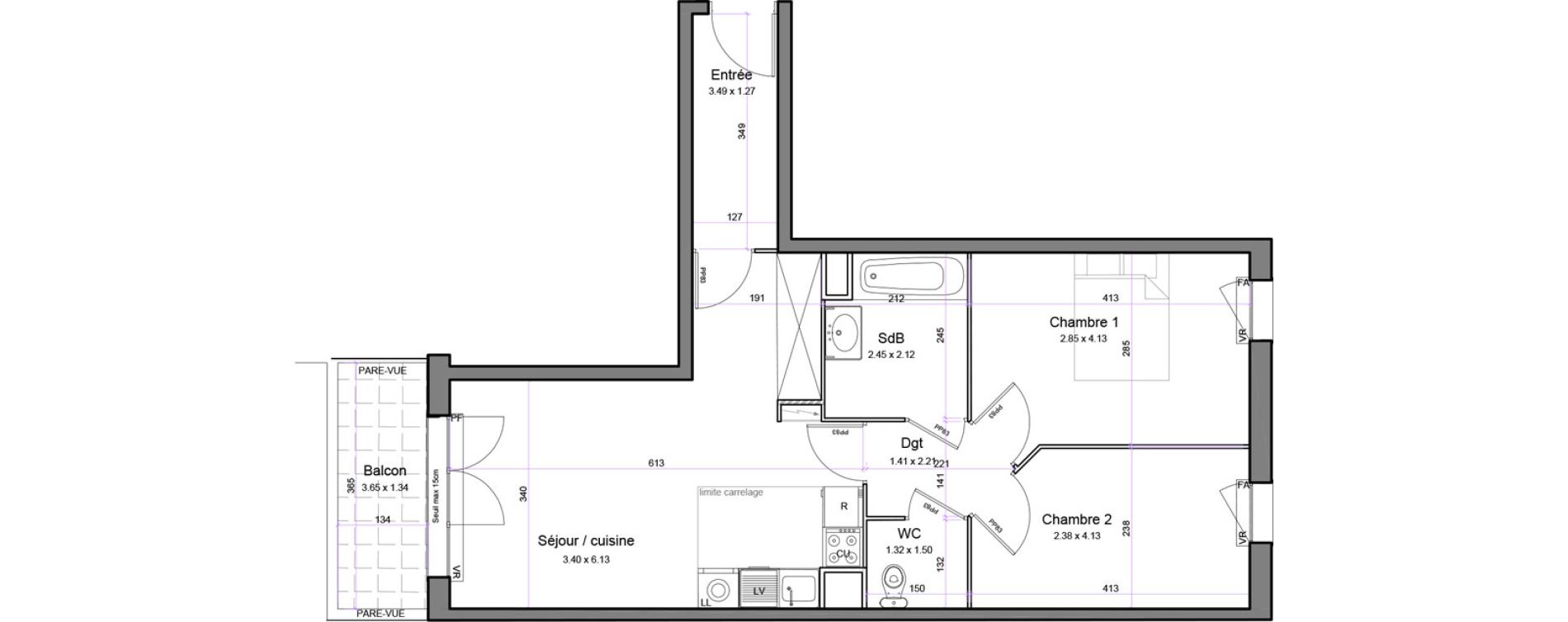 Appartement T3 de 58,49 m2 &agrave; Juvisy-Sur-Orge Entrevoies