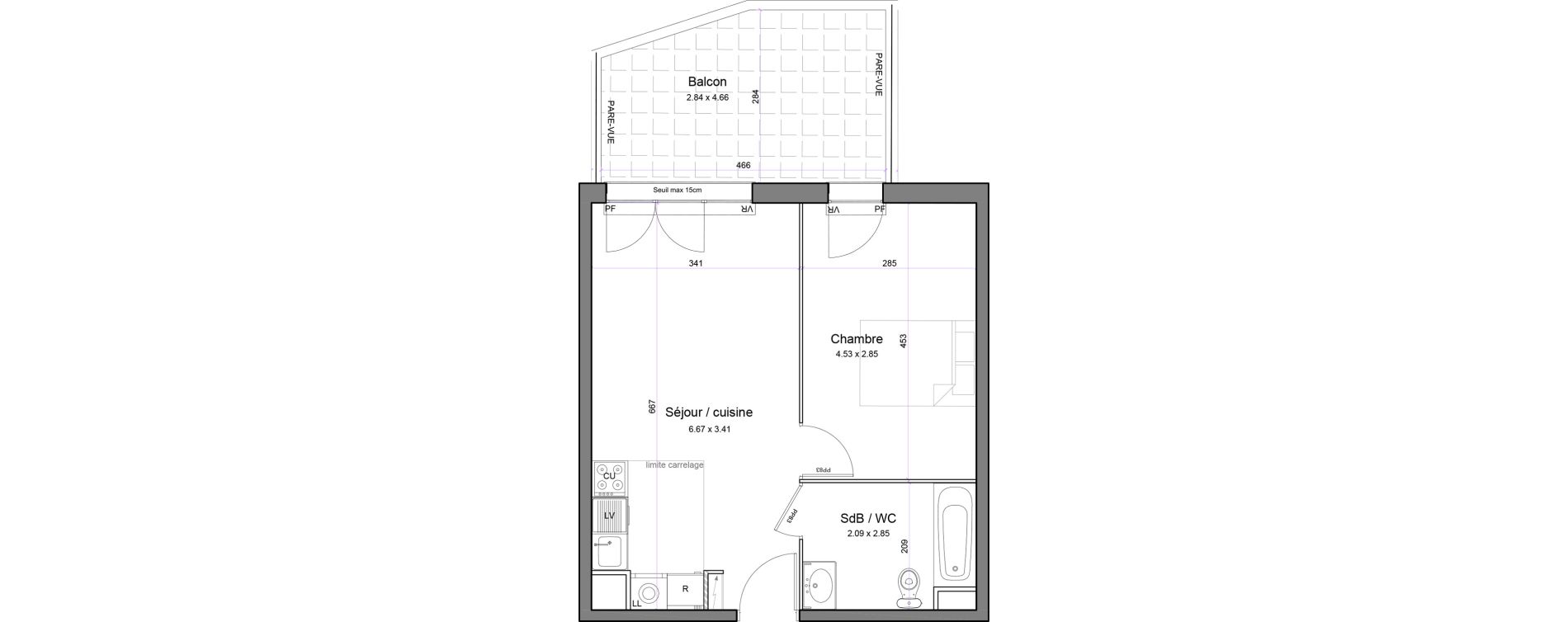Appartement T2 de 40,75 m2 &agrave; Juvisy-Sur-Orge Entrevoies
