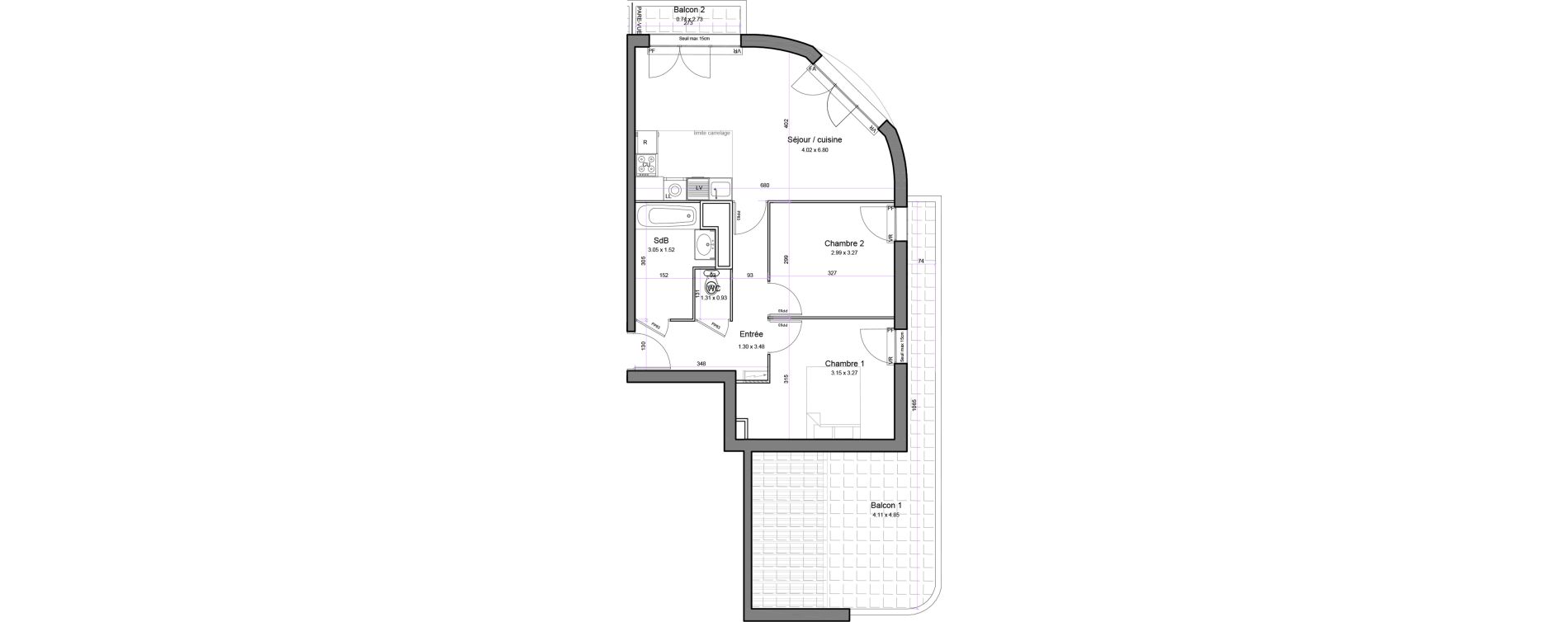Appartement T3 de 59,02 m2 &agrave; Juvisy-Sur-Orge Entrevoies