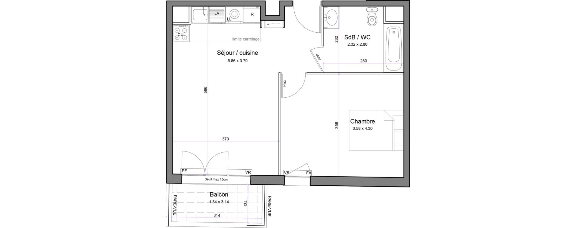 Appartement T2 de 45,66 m2 &agrave; Juvisy-Sur-Orge Entrevoies
