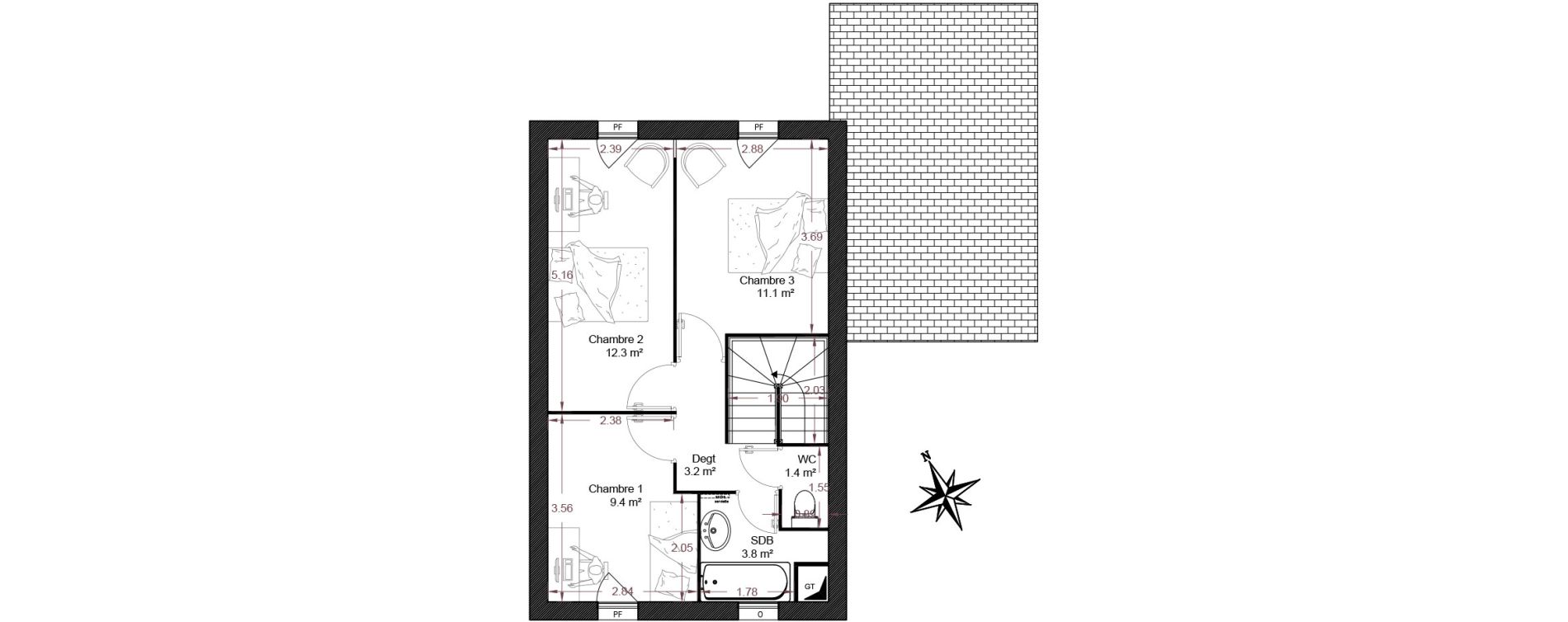 Maison T4 de 83,30 m2 &agrave; La Fert&eacute;-Alais Centre