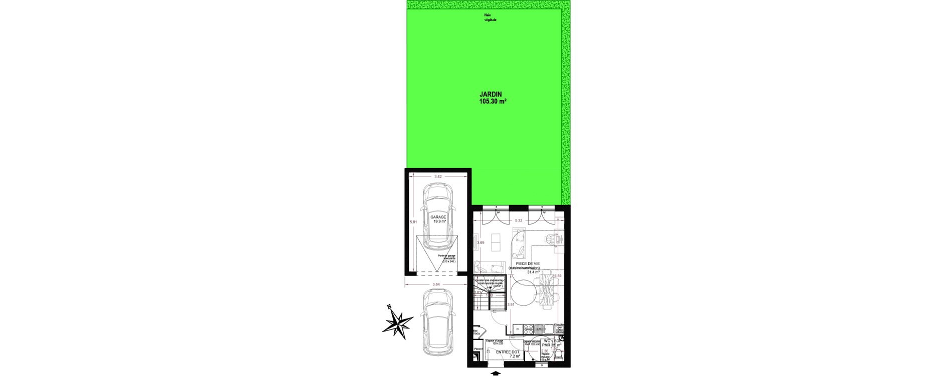 Maison T4 de 83,30 m2 &agrave; La Fert&eacute;-Alais Centre