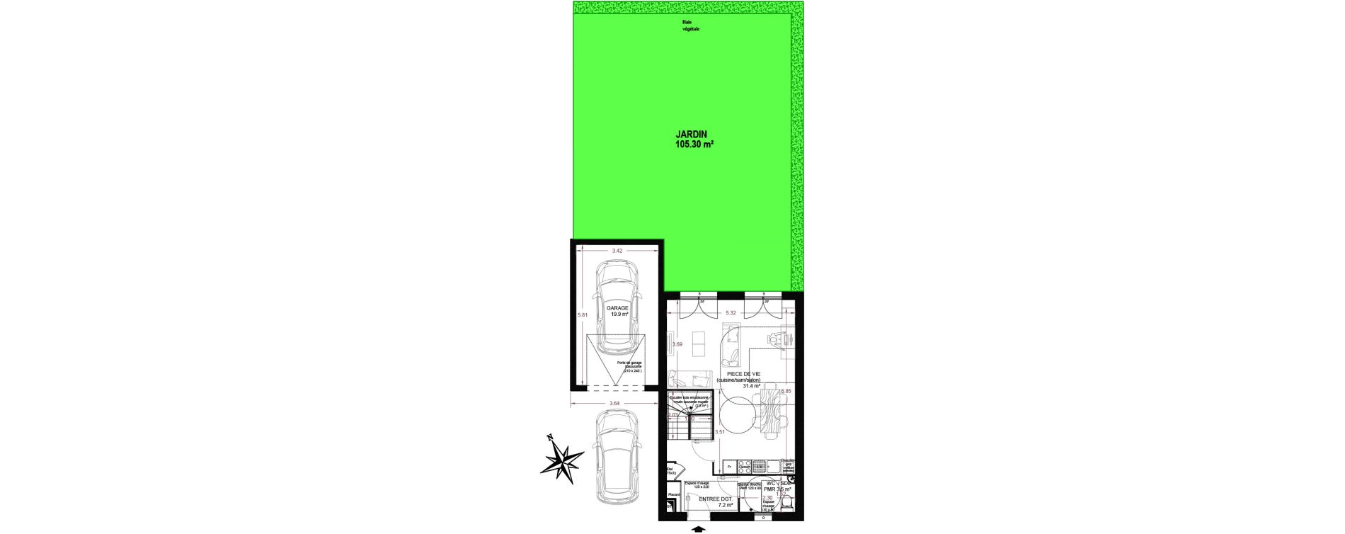 Maison T4 de 83,30 m2 &agrave; La Fert&eacute;-Alais Centre