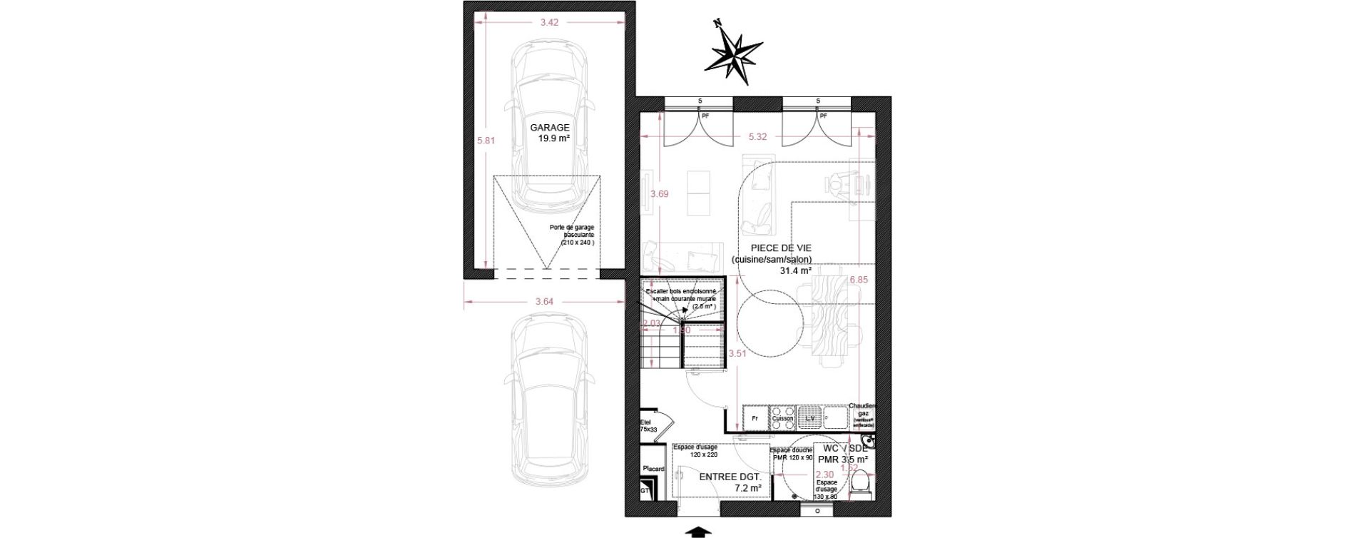 Appartement T4 de 83,30 m2 &agrave; La Fert&eacute;-Alais Centre