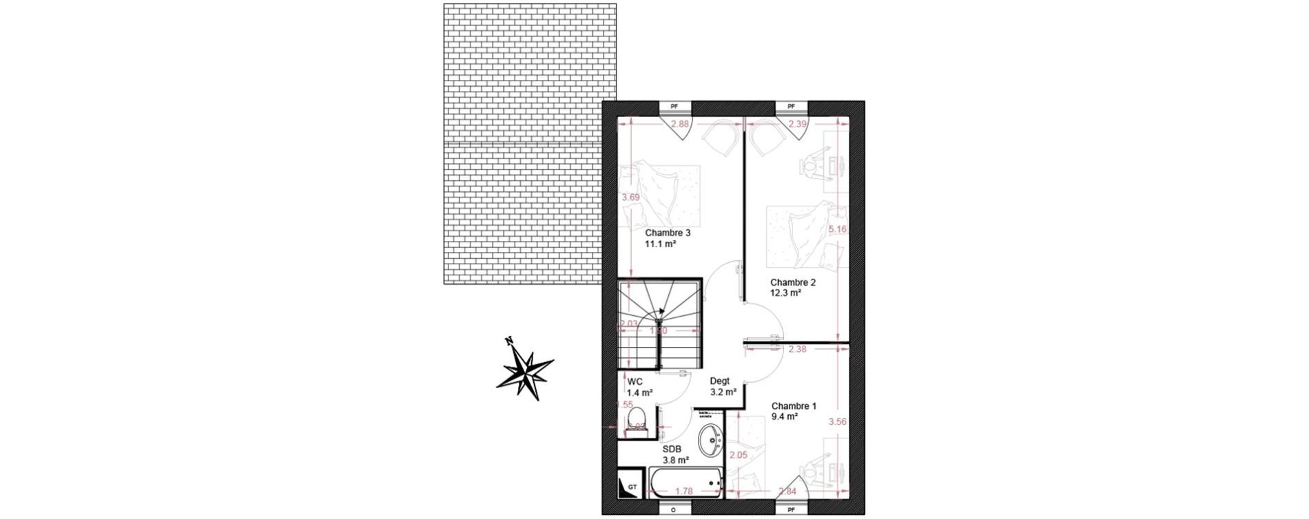 Appartement T4 de 83,30 m2 &agrave; La Fert&eacute;-Alais Centre