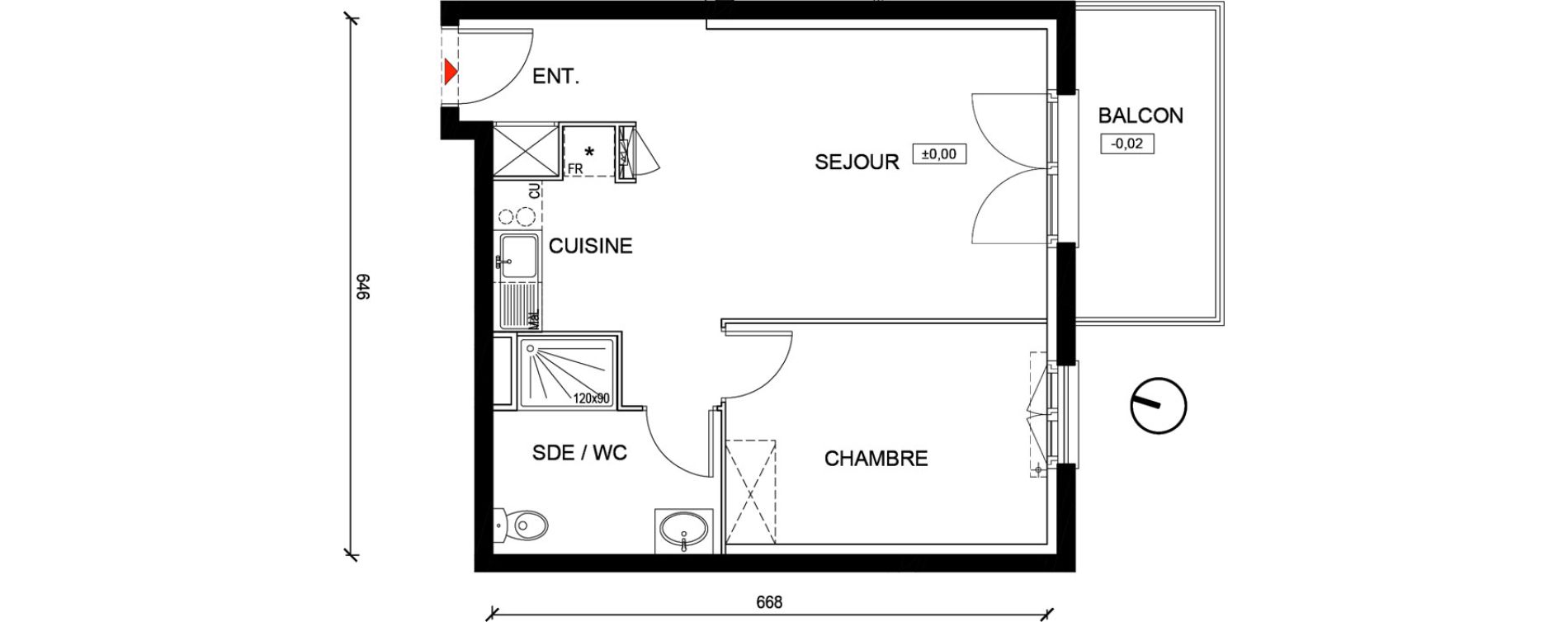 Appartement T2 de 41,55 m2 &agrave; La Norville Centre