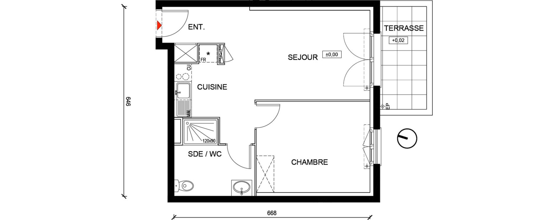 Appartement T2 de 41,53 m2 &agrave; La Norville Centre