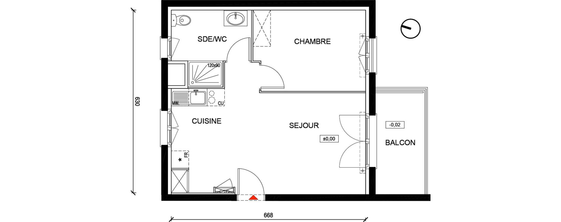 Appartement T2 de 41,14 m2 &agrave; La Norville Centre