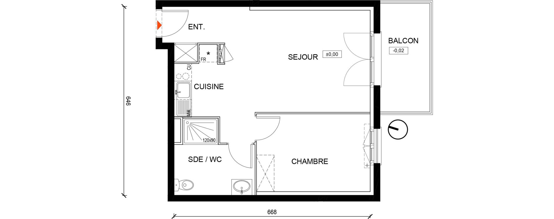 Appartement T2 de 41,55 m2 &agrave; La Norville Centre