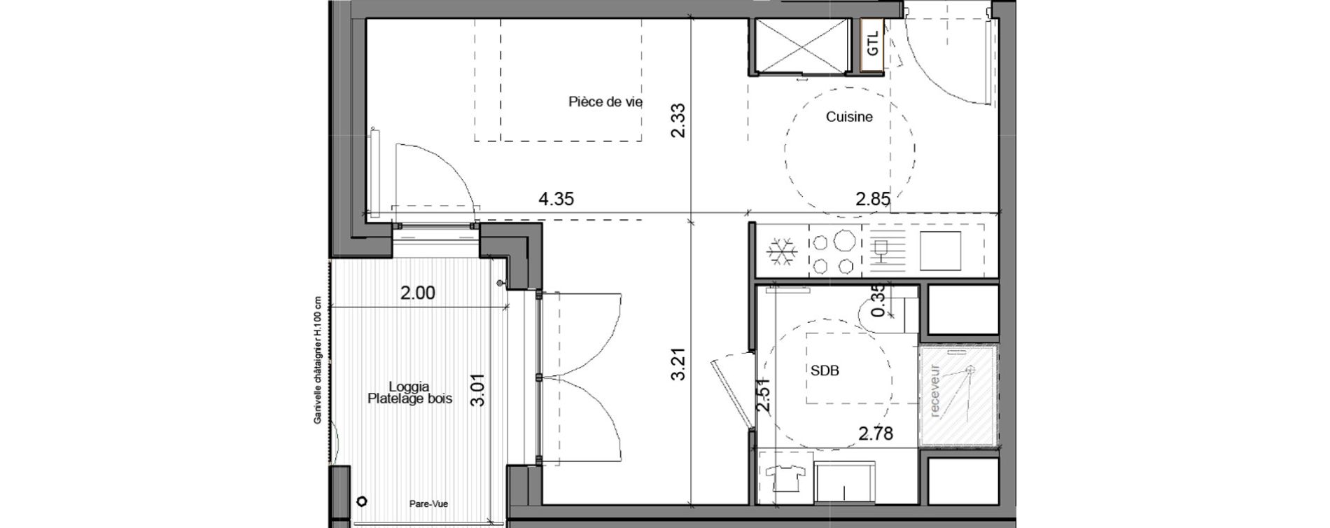 Appartement T1 de 31,41 m2 &agrave; La Norville Centre