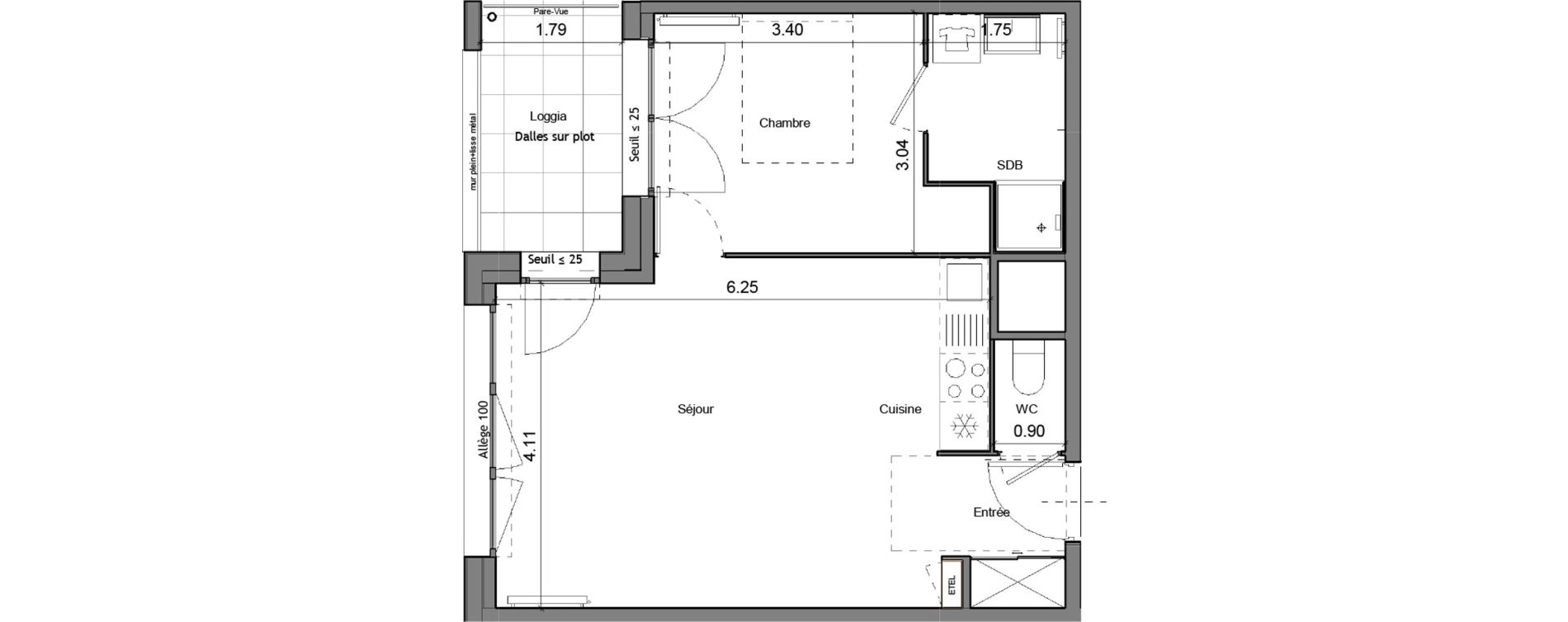 Appartement T2 de 45,57 m2 &agrave; La Norville Centre