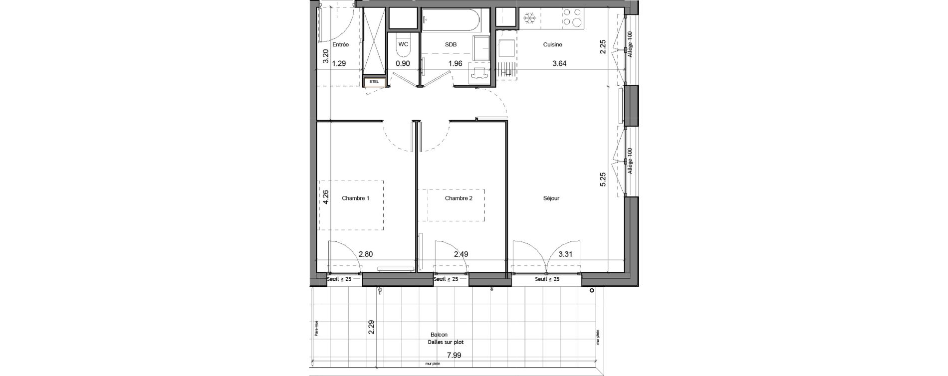 Appartement T3 de 62,48 m2 &agrave; La Norville Centre