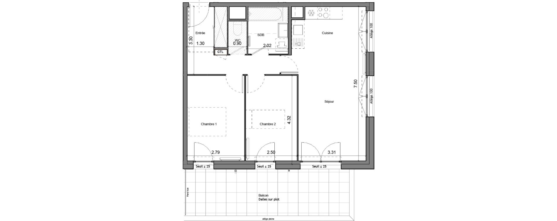 Appartement T3 de 62,47 m2 &agrave; La Norville Centre