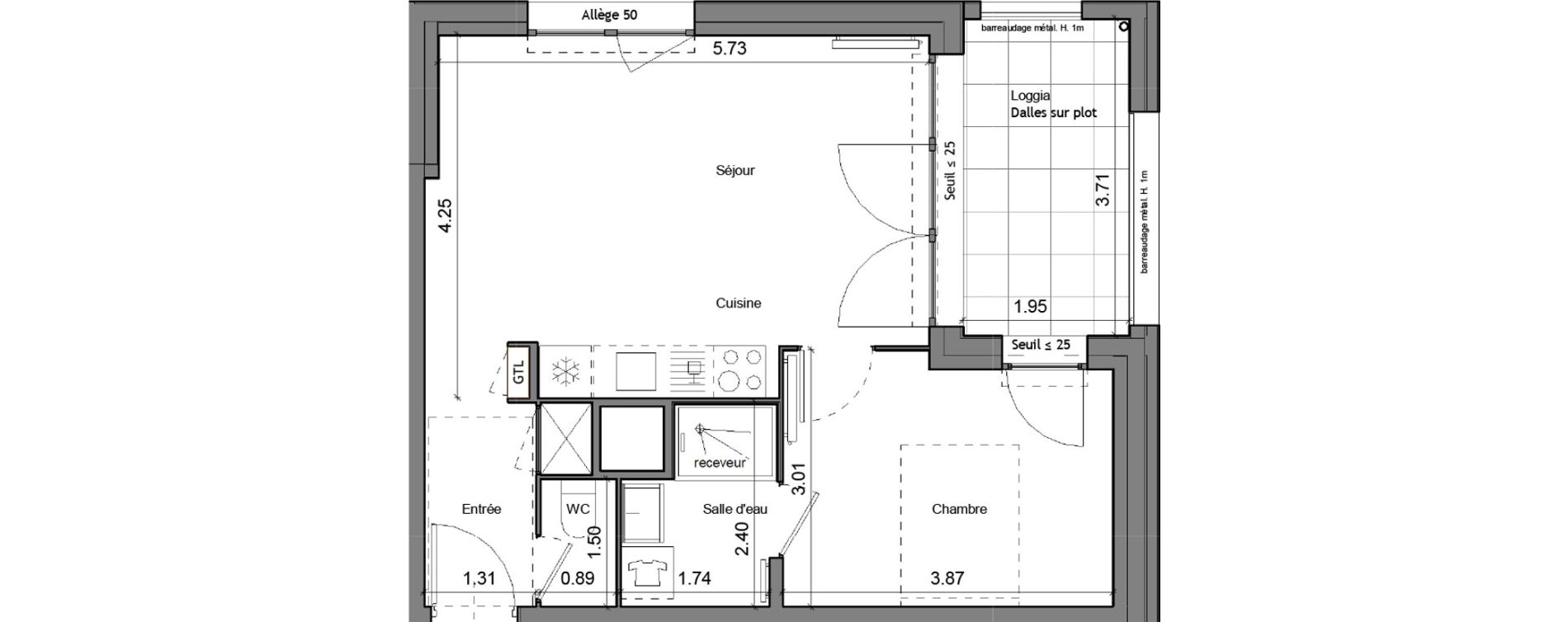 Appartement T2 de 43,50 m2 &agrave; La Norville Centre