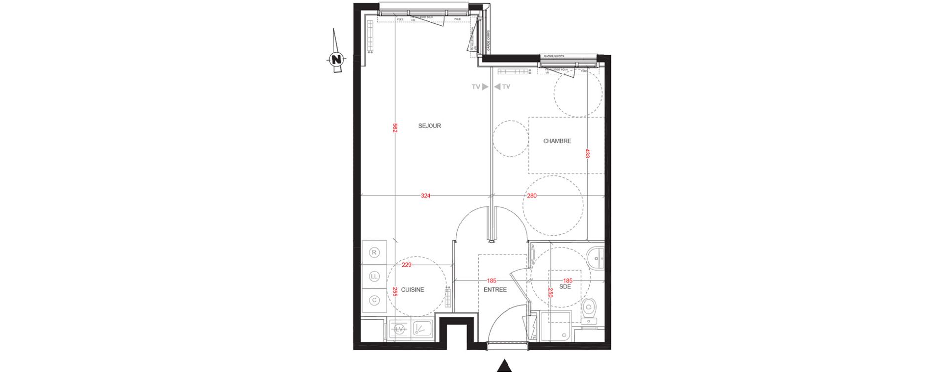 Appartement T2 de 42,85 m2 aux Ulis Centre