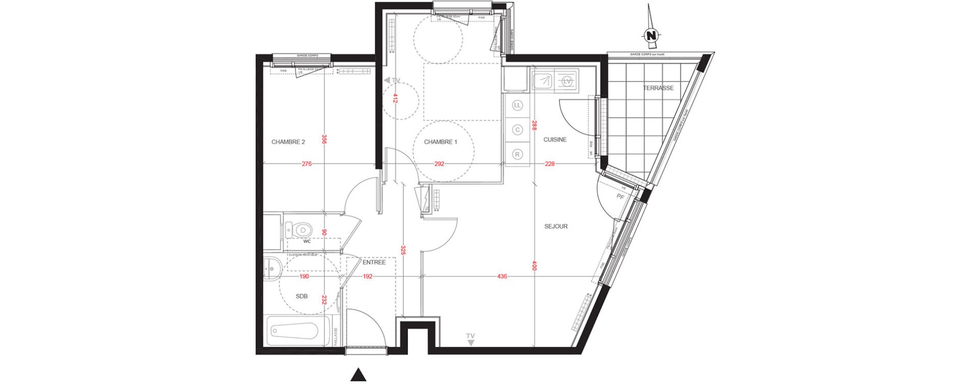 Appartement T3 de 57,05 m2 aux Ulis Centre