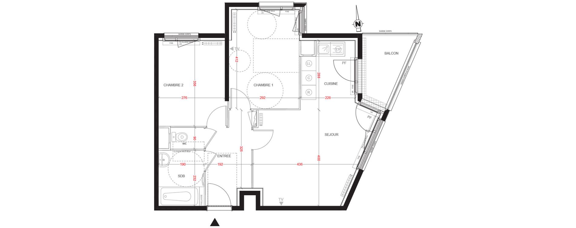 Appartement T3 de 57,05 m2 aux Ulis Centre