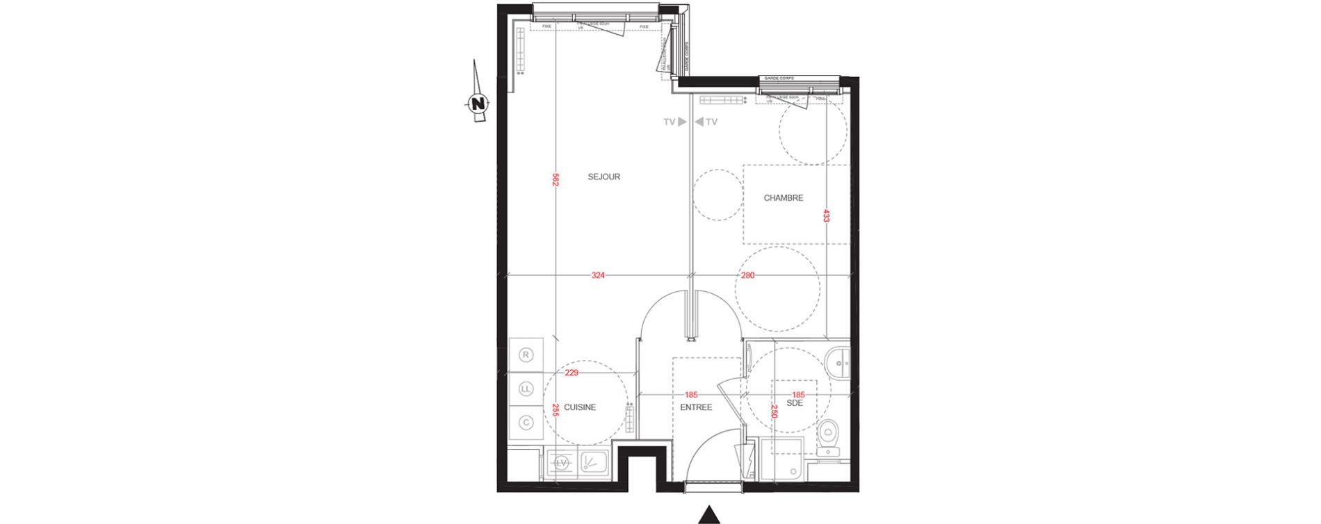 Appartement T2 de 42,85 m2 aux Ulis Centre