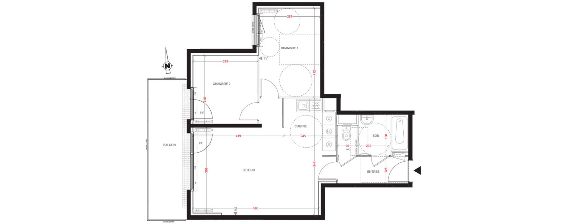 Appartement T3 de 60,40 m2 aux Ulis Centre