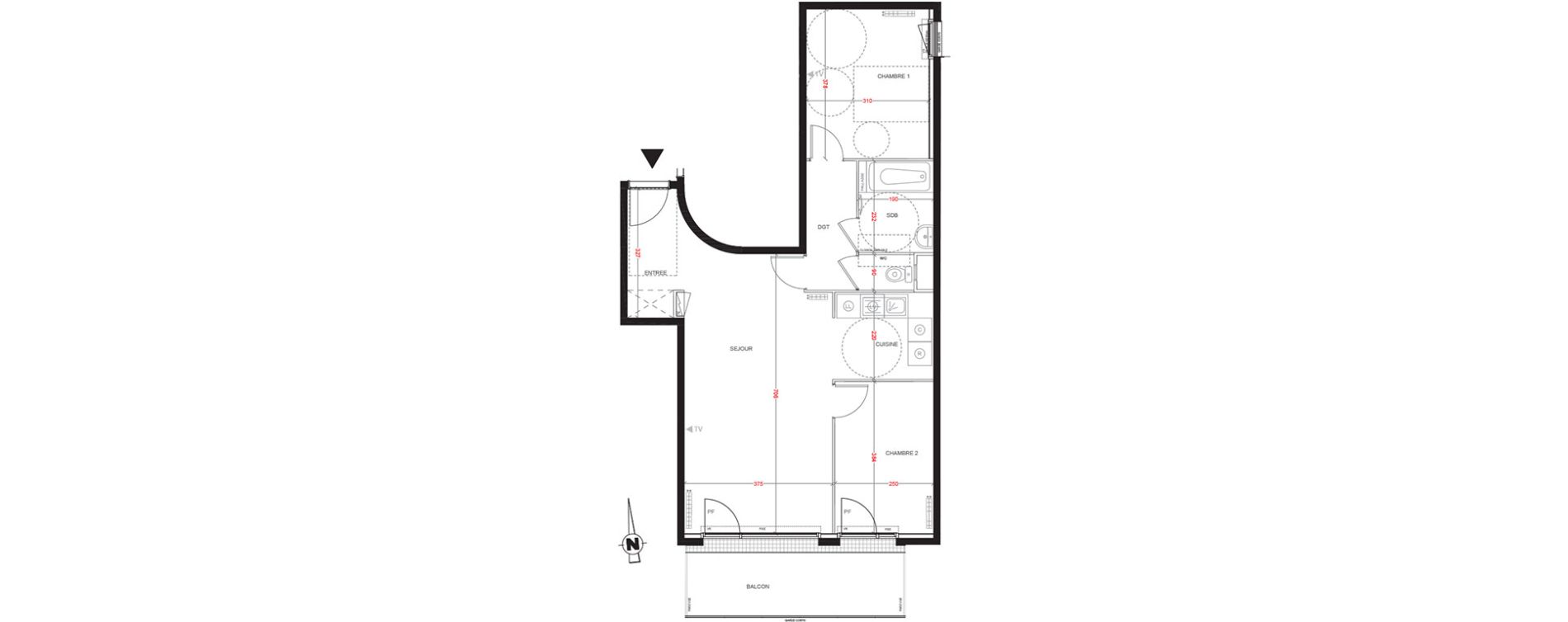 Appartement T3 de 66,85 m2 aux Ulis Centre