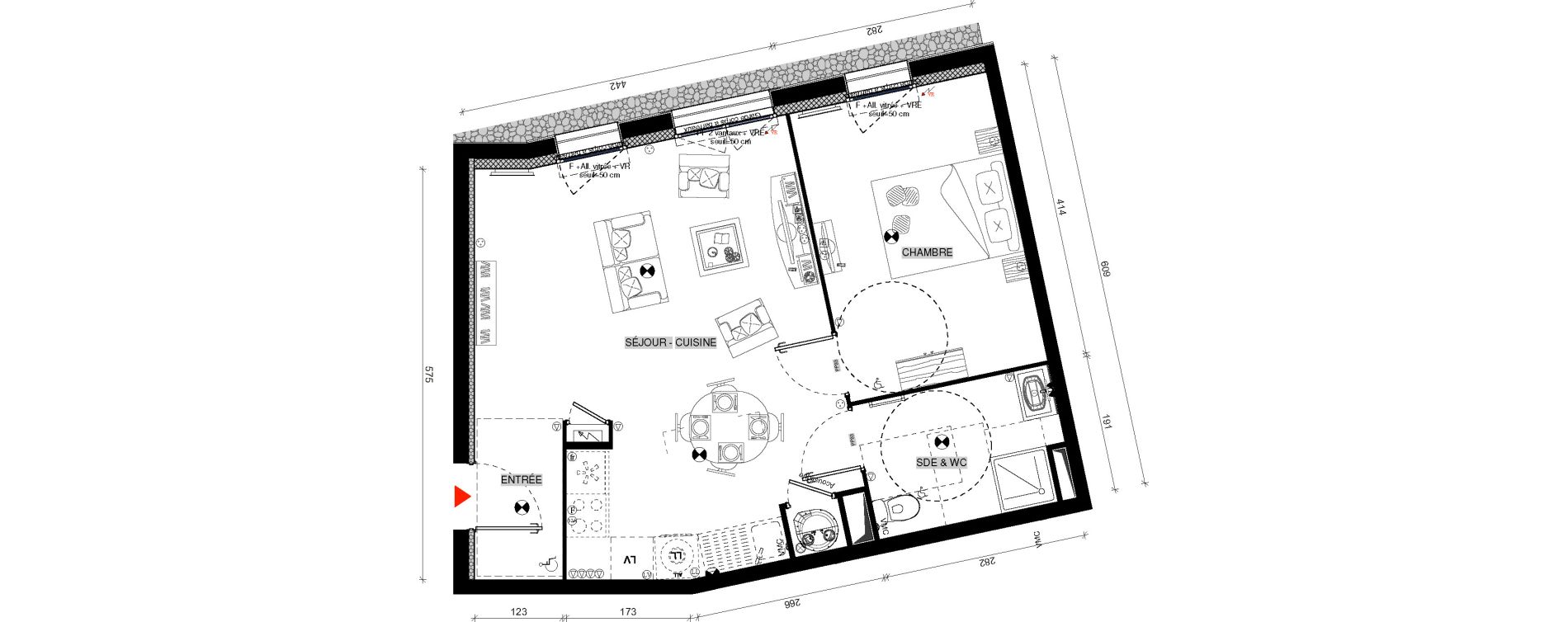 Appartement T2 de 46,30 m2 &agrave; Limours Centre