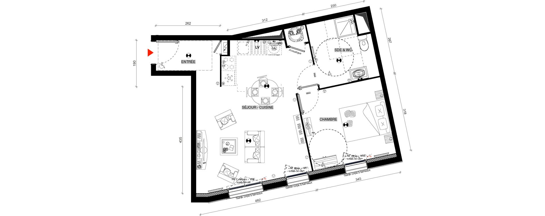 Appartement T2 de 45,95 m2 &agrave; Limours Centre