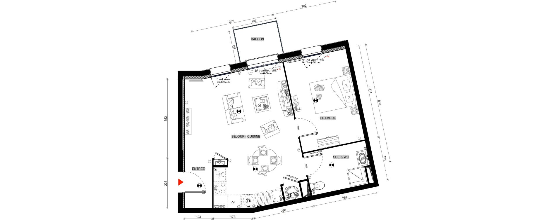 Appartement T2 de 46,25 m2 &agrave; Limours Centre