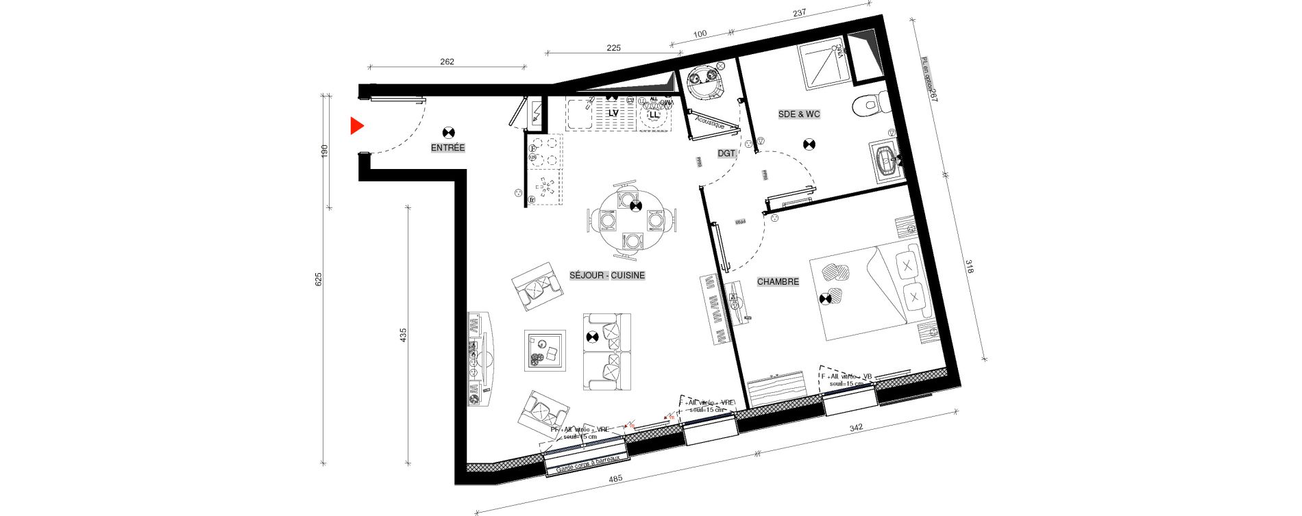 Appartement T2 de 45,85 m2 &agrave; Limours Centre