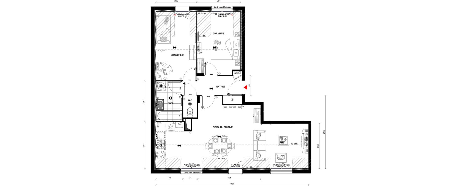 Appartement T3 de 59,75 m2 &agrave; Limours Centre